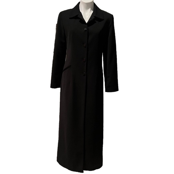 Carmel Zhao Star Georgette Trench Blazer Overcoat Long Designer Black jacket 8 - Picture 1 of 12